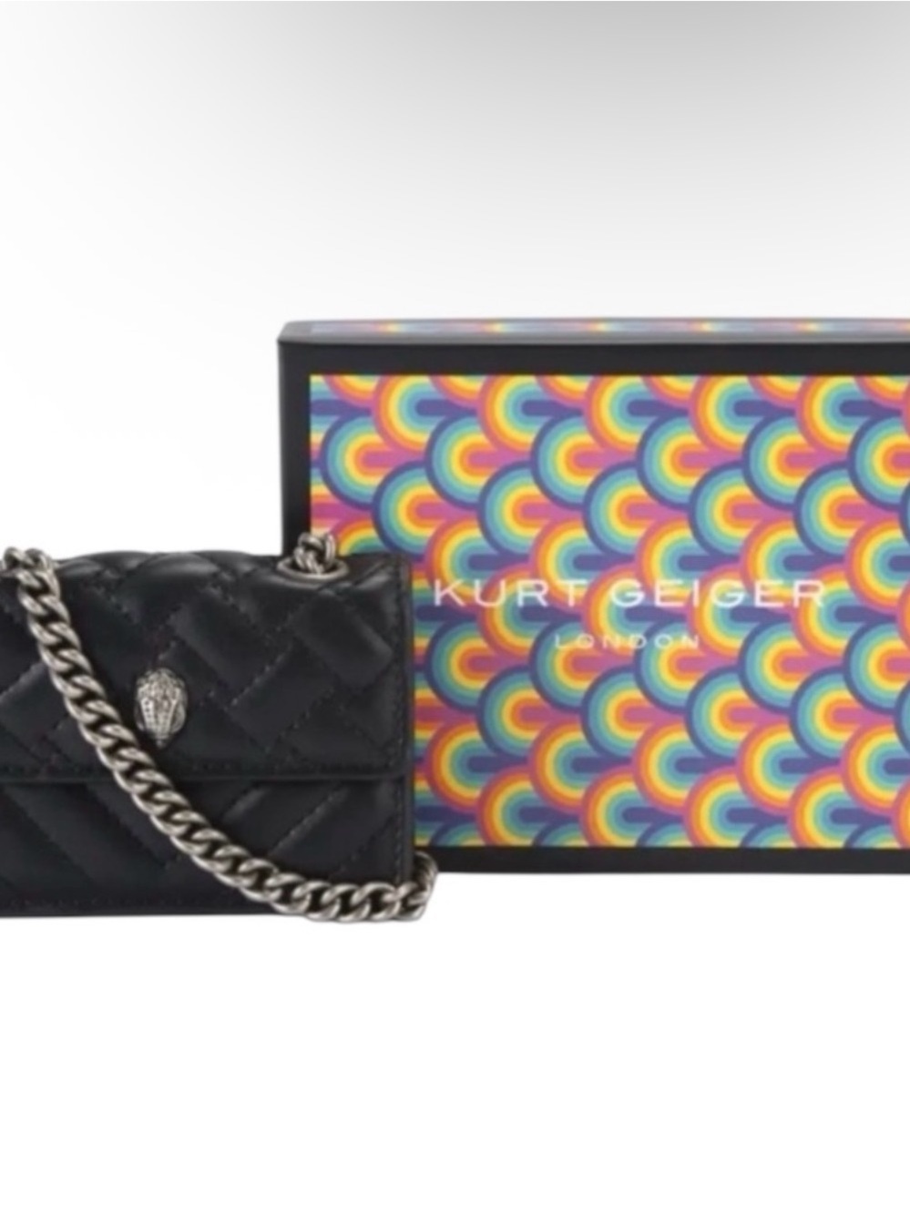 NWT Kurt Geiger Micro Kensington Black Chain Crossbody Bag. Box included.